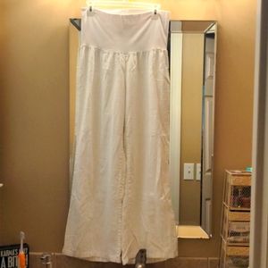 Fold over linen palazzo pants